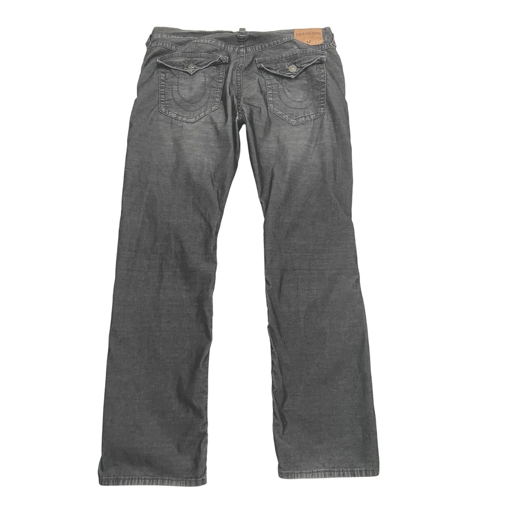 True Religion Ricky Jeans Mens 38 Black Relaxed Straight Flap Pockets (READ)‎